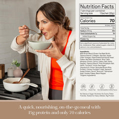 KROMA 24K Beef Bone Broth Powder label highlighting premium ingredients
