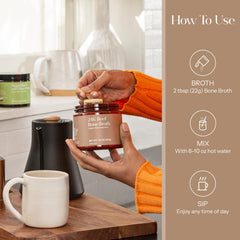 KROMA 24K Beef Bone Broth Powder scoop ready to measure servings