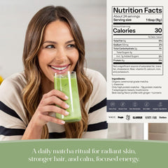 Kroma Beauty Matcha Latte jar back showing nutrition and collagen blend