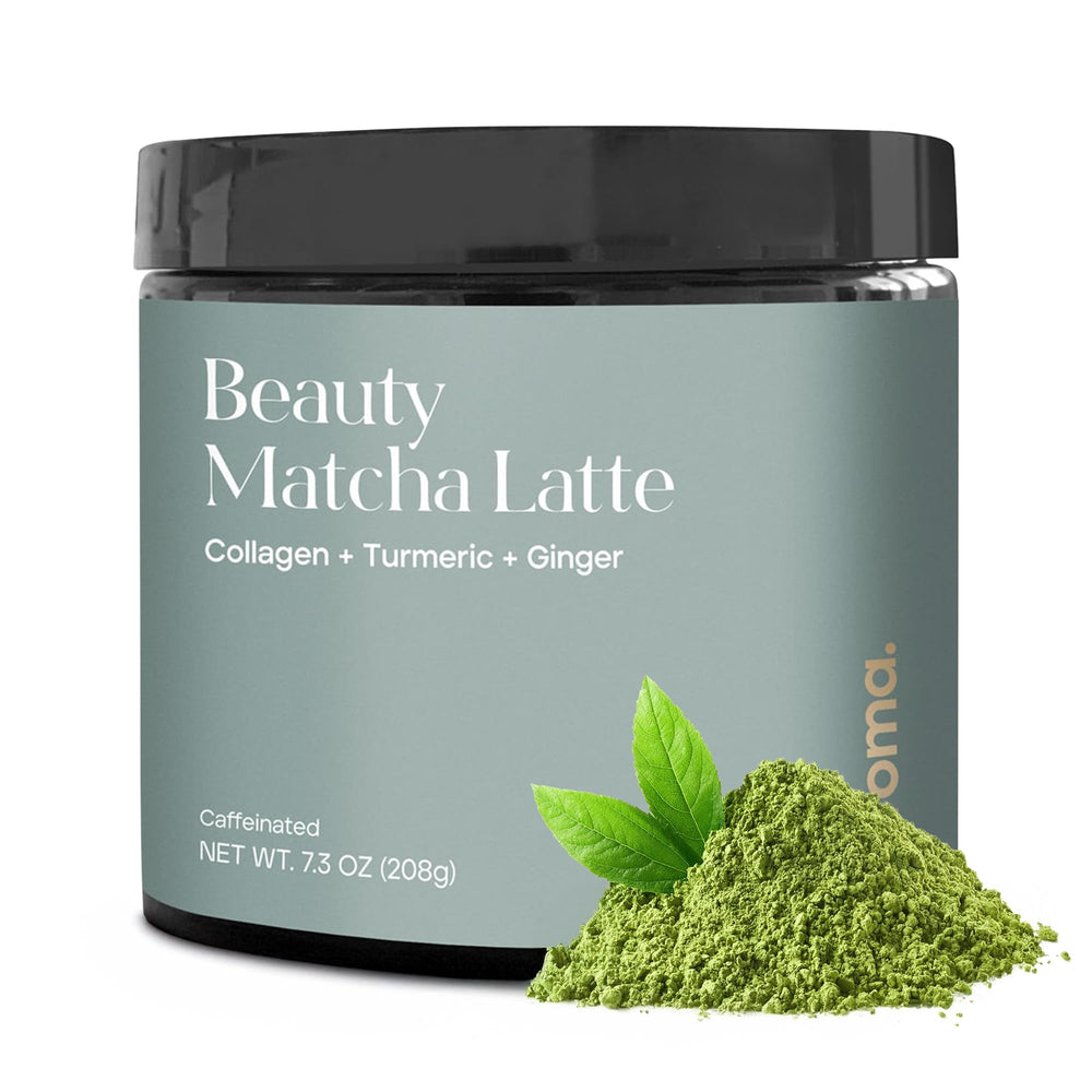 Kroma Beauty Matcha Latte jar front with ceremonial-grade blend for glowing skin