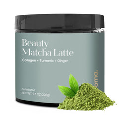 Kroma Beauty Matcha Latte jar front with ceremonial-grade blend for glowing skin
