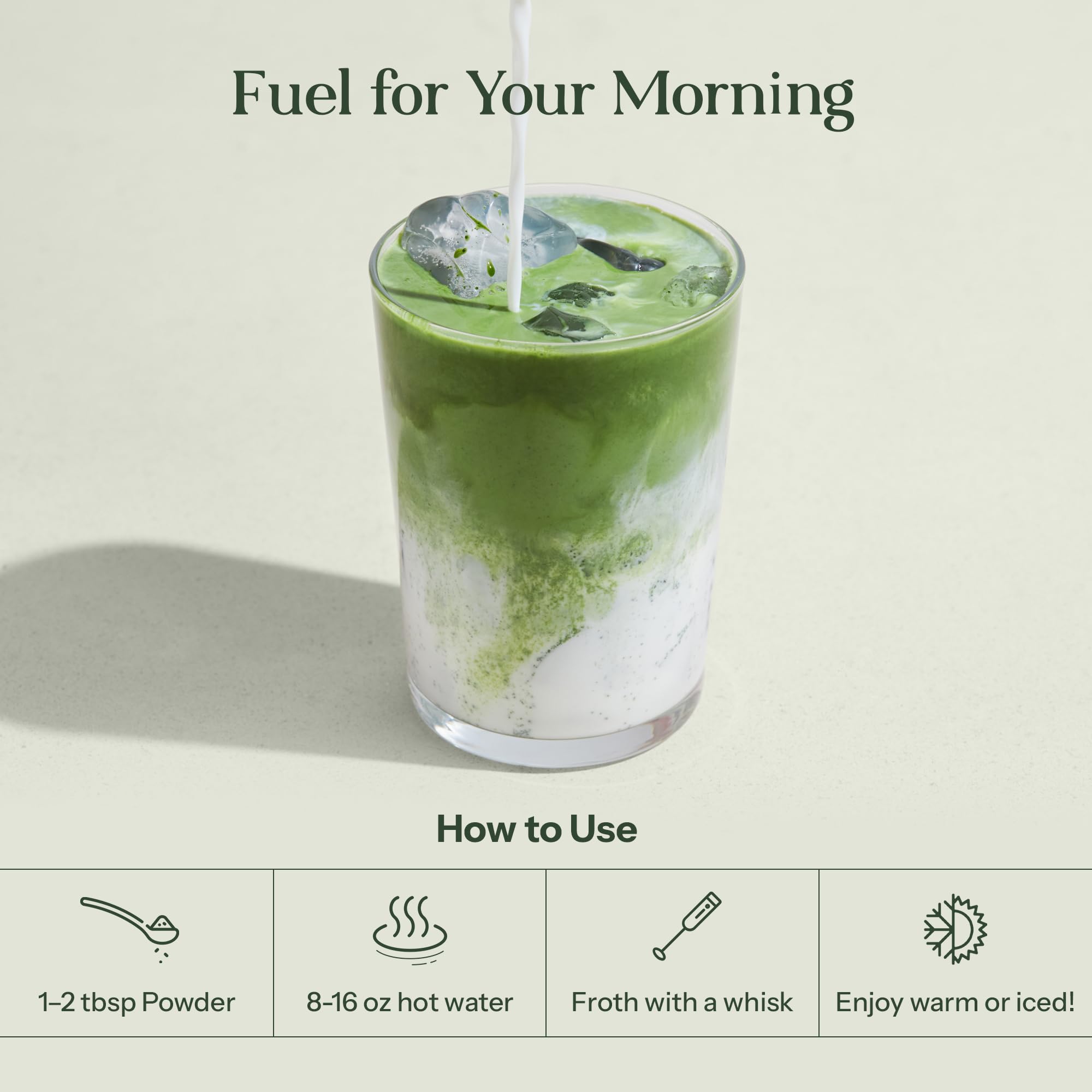 Kroma Beauty Matcha Latte pour ready for hot or iced drink