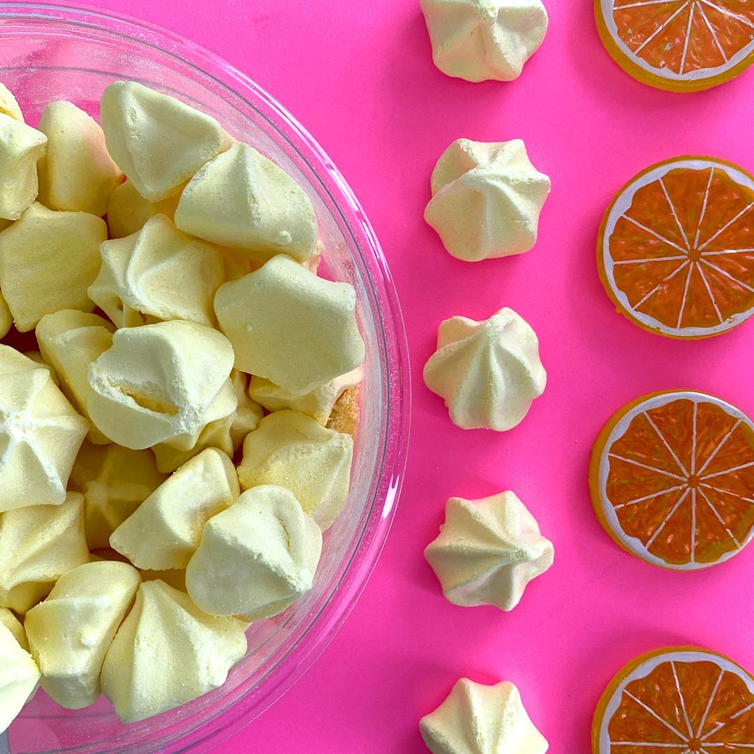 Krunchy Melts lemon flavor display demonstrates diverse options.