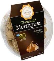 Krunchy Melts Original Meringue Cookies close-up showing crisp chocolate texture.