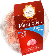 Krunchy Melts original meringue cookies packaging shows a light, guilt-free on-the-go snack.