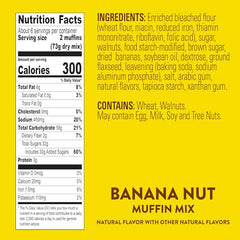 Krusteaz Banana Nut Muffin Mix ingredients close-up with real bananas and walnuts.
