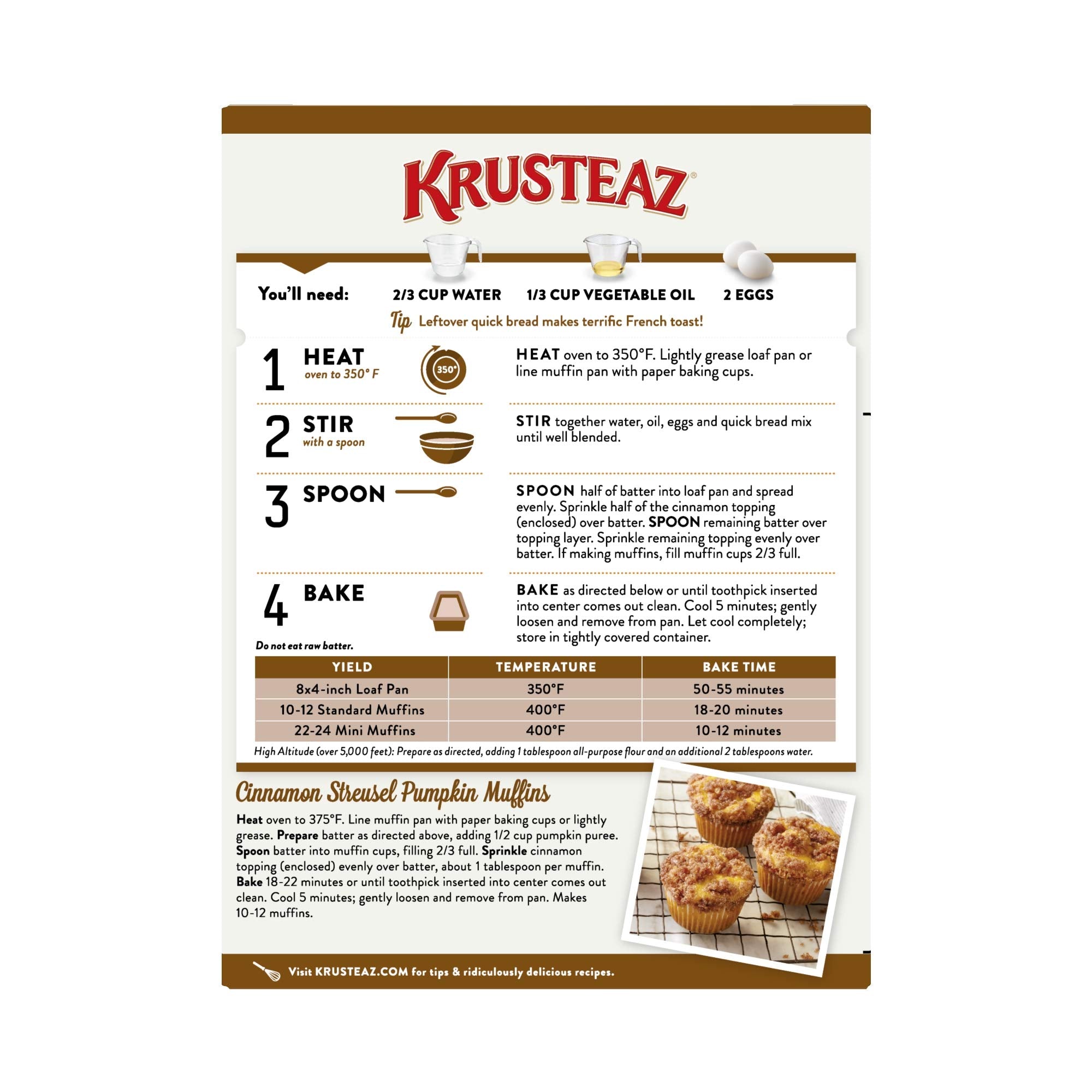 Krusteaz loaf in pan cooling after bake, warm cinnamon aroma fills the kitchen.