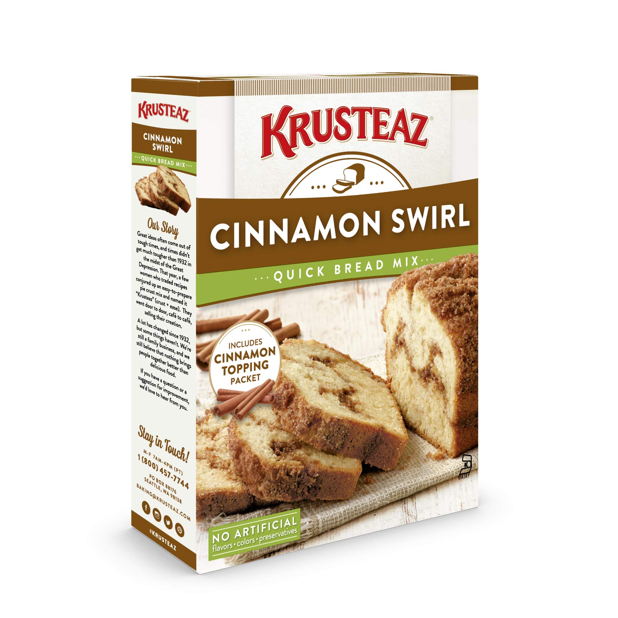 Krusteaz Cinnamon Swirl slice served with coffee for a comforting dessert moment.
