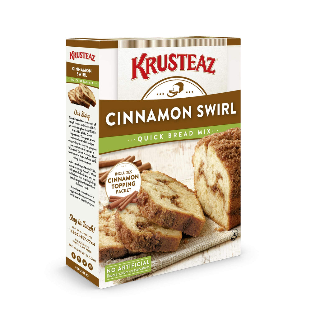 Krusteaz Cinnamon Swirl slice served with coffee for a comforting dessert moment.