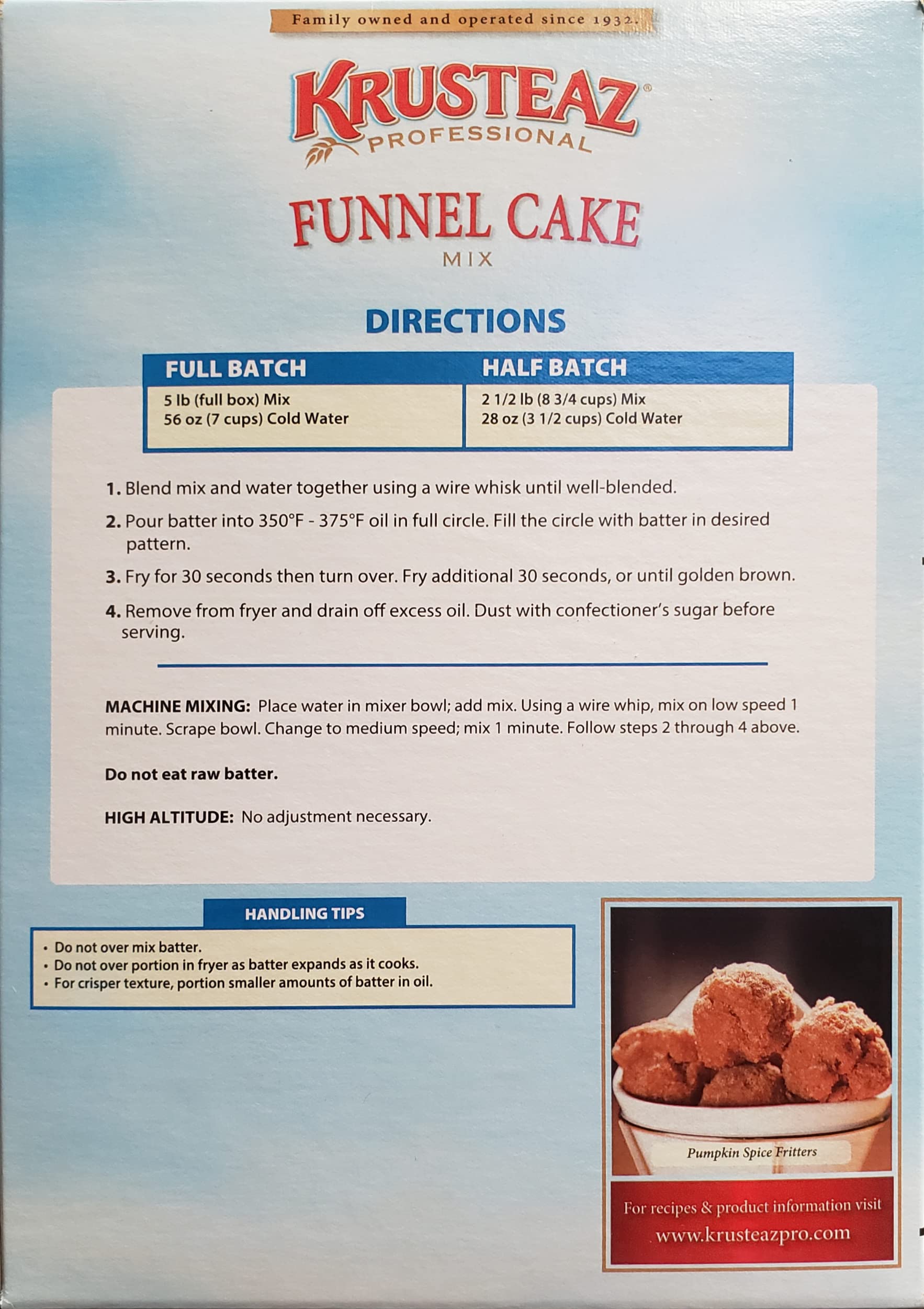 Krusteaz funnel cake mix batter in bowl for easy mixing.
