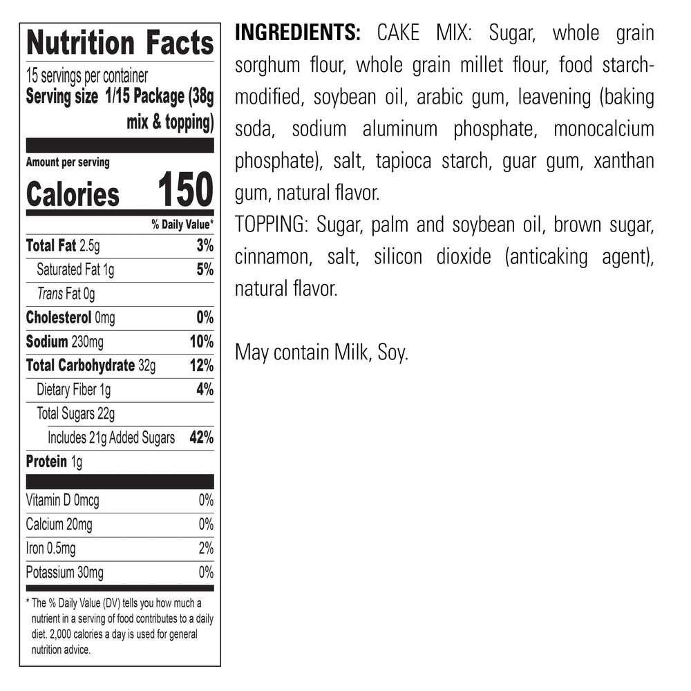 Krusteaz gluten-free cinnamon swirl cake mix ingredients laid out for quick baking