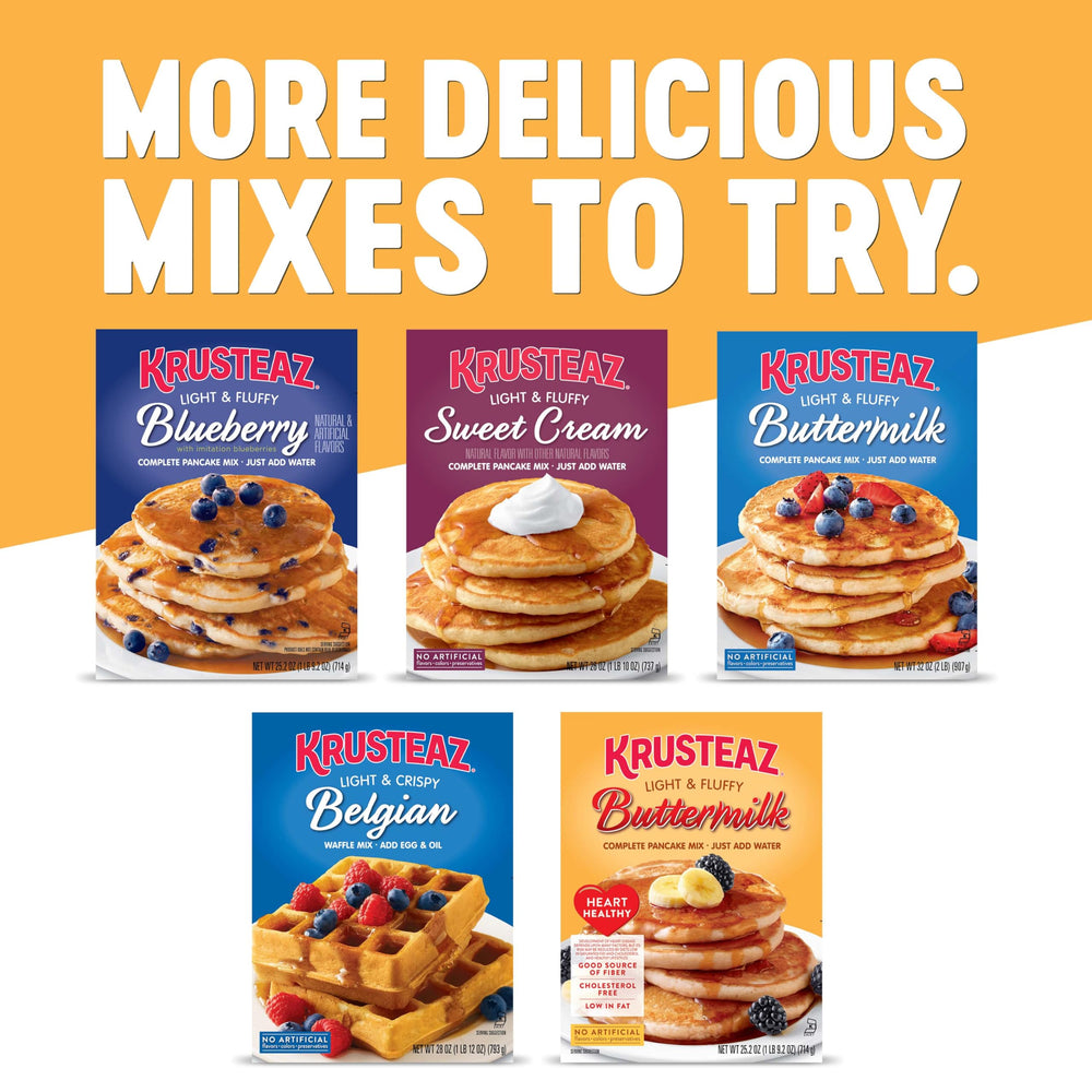 Krusteaz Heart Healthy Pancake box on pantry shelf (25.2 oz)