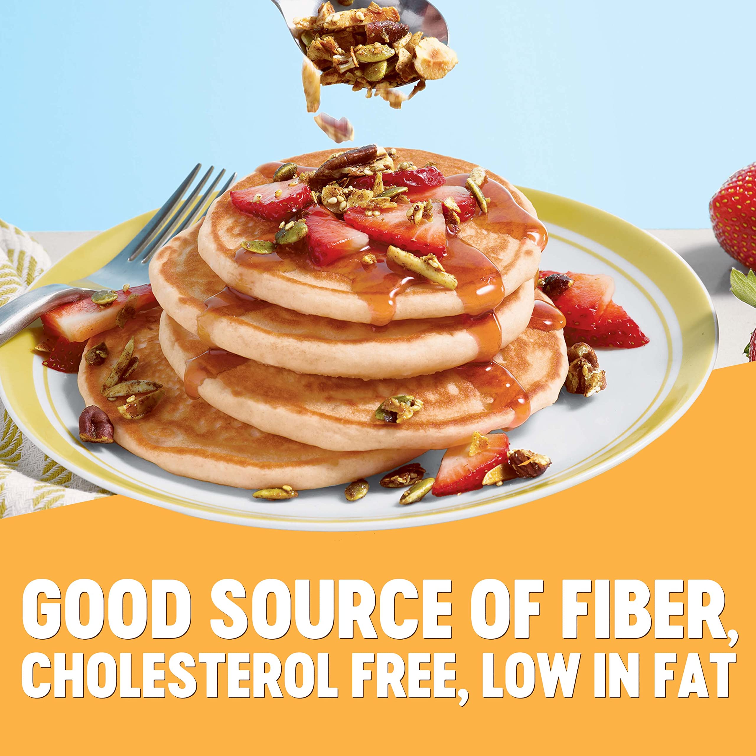 Krusteaz Heart Healthy Pancake griddle-cooking golden-brown rounds