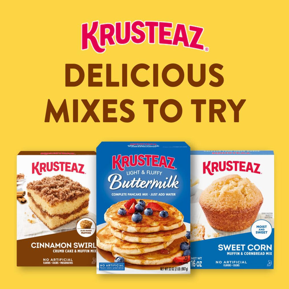 Packaged Krusteaz product showing multiple boxes for pantry stock.