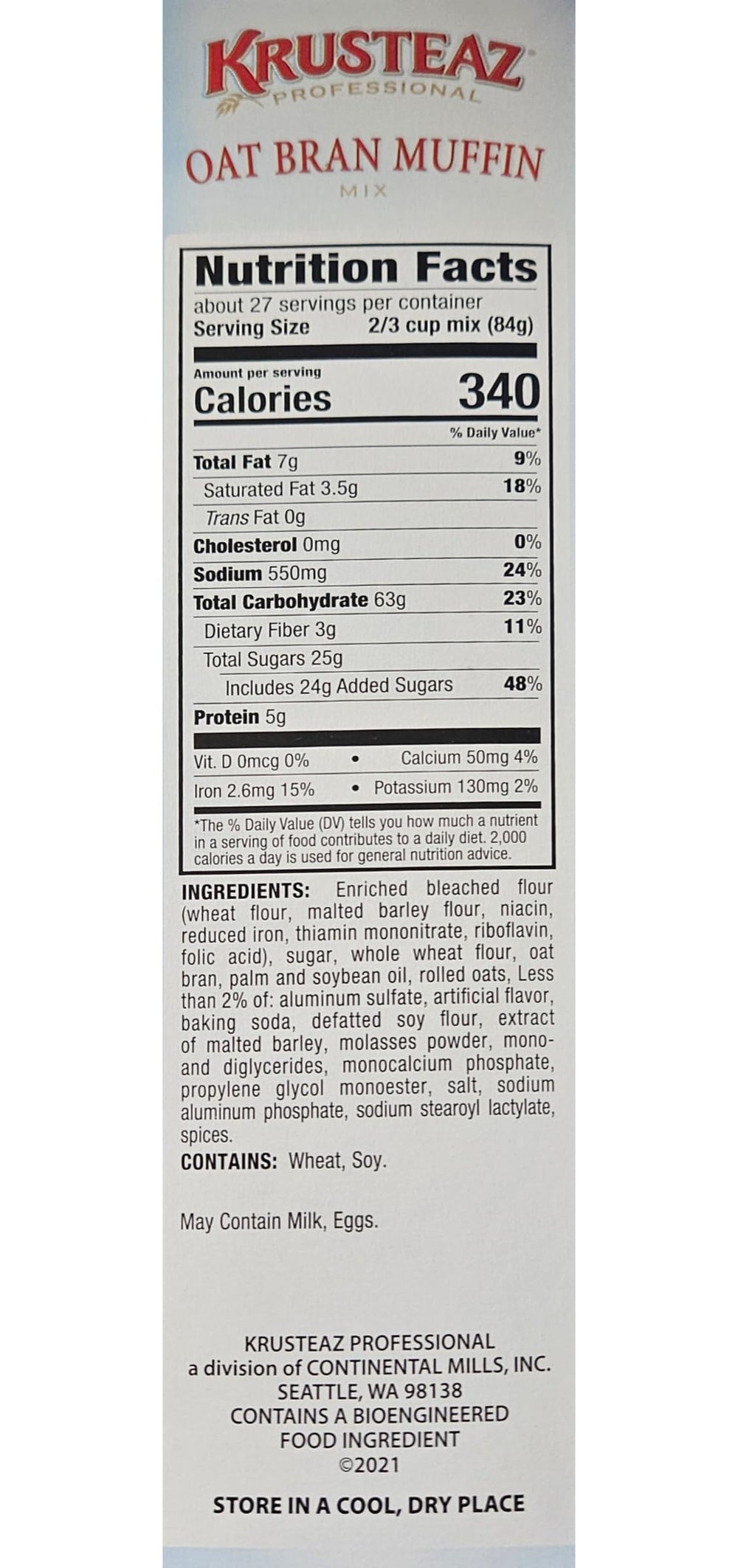 Krusteaz oat bran batter close-up highlights smooth texture for light muffins.