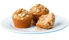 Krusteaz muffins made with oat bran served warm for guests.