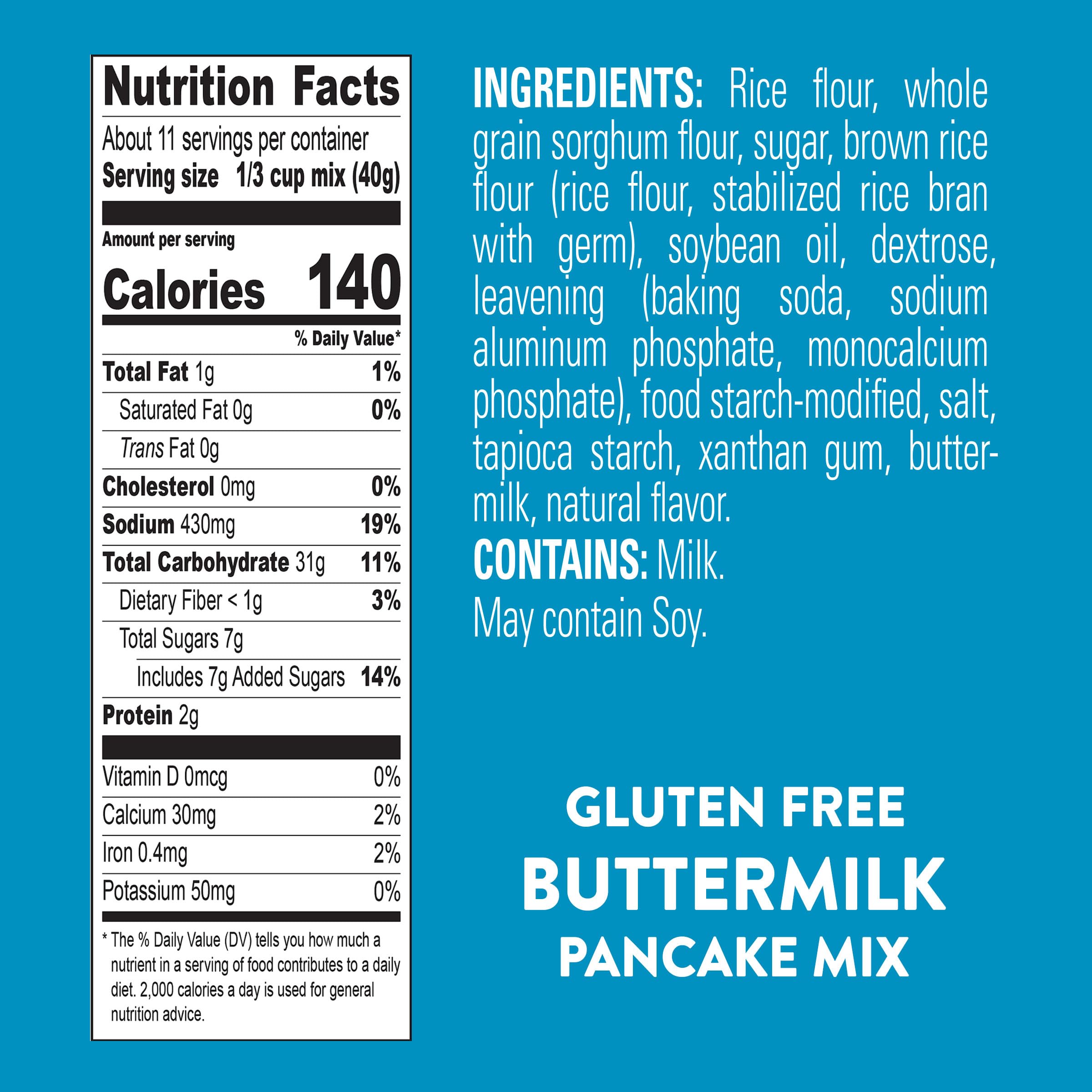 Pouring Krusteaz mix batter for fast, fluffy pancakes.