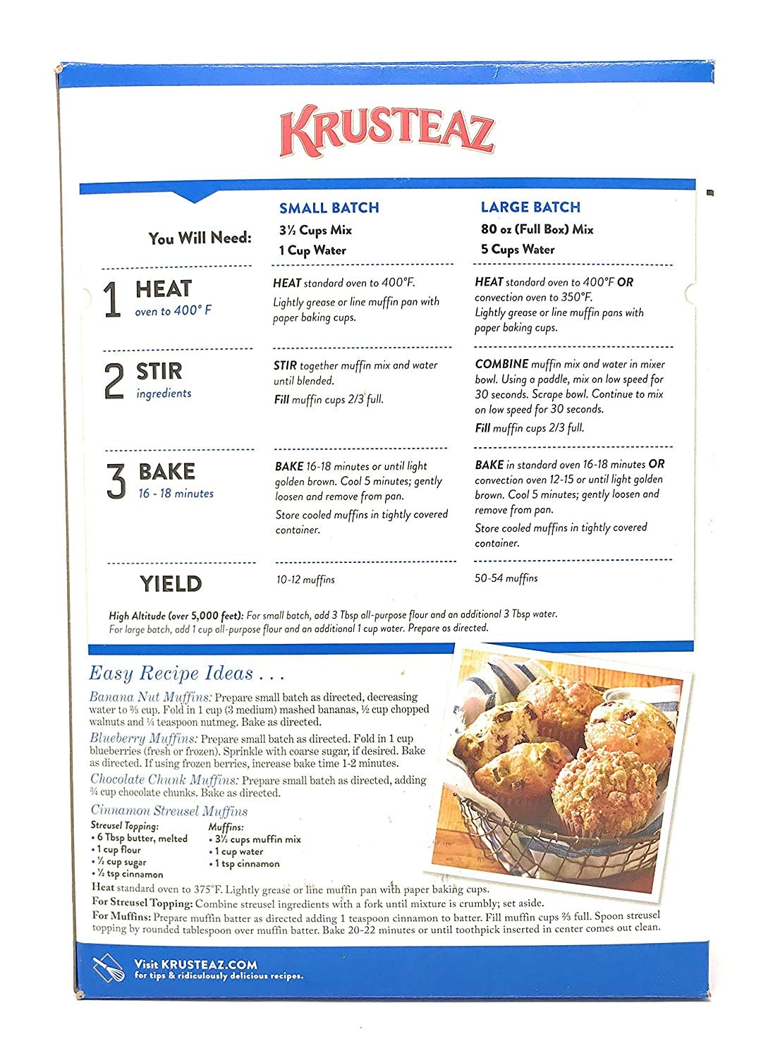 Freshly baked Krusteaz Professional Muffin Mix muffins on a plate with light crumb