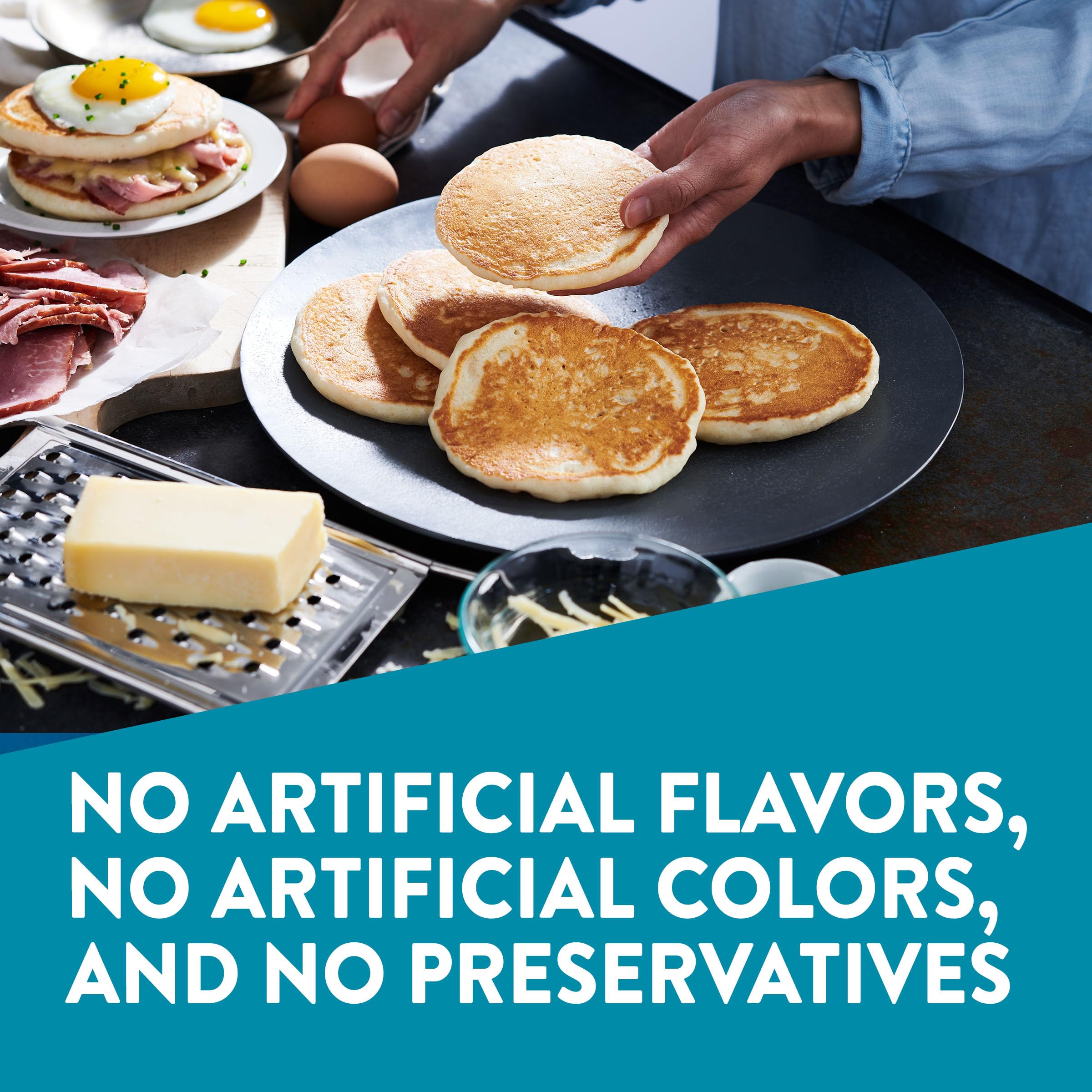 Krusteaz mix close-up highlights 15g protein per serving.