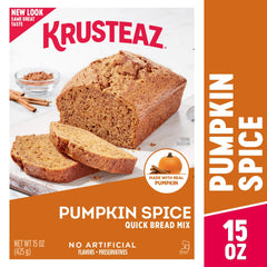 Krusteaz Pumpkin Spice Quick Bread Batter being poured for quick, flavorful results.