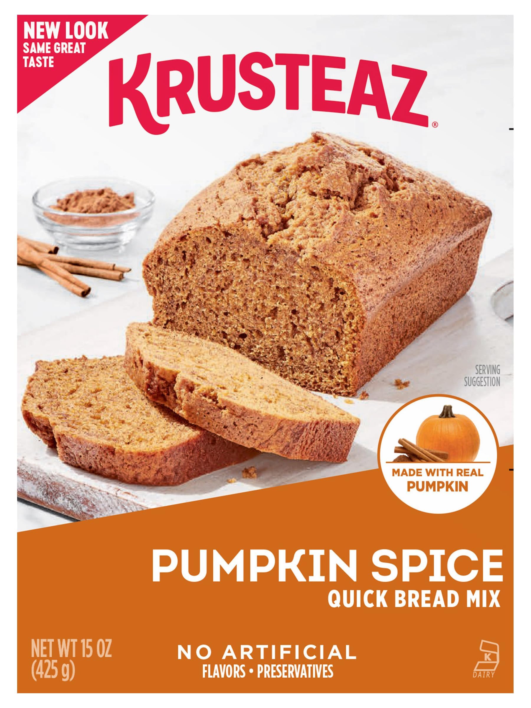 Krusteaz Pumpkin Spice Quick Bread Batter being stirred for smooth, even baking.