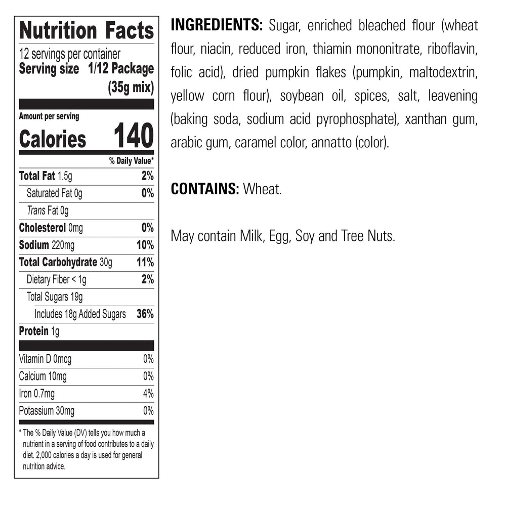 Krusteaz Pumpkin Spice Quick Bread Mix dry ingredients image signals quick prep.