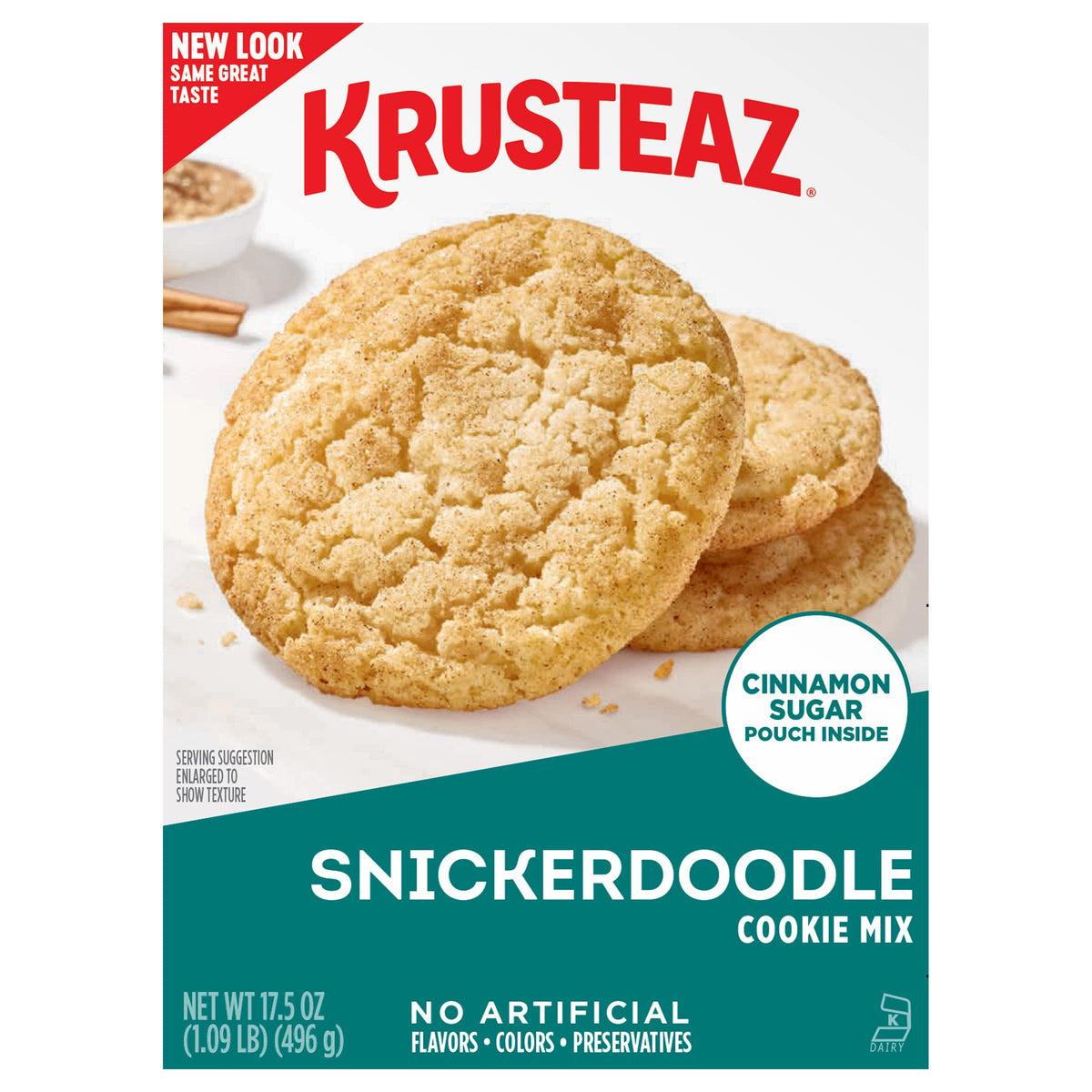 Krusteaz Snickerdoodle cookie mix package for quick, delicious treats.