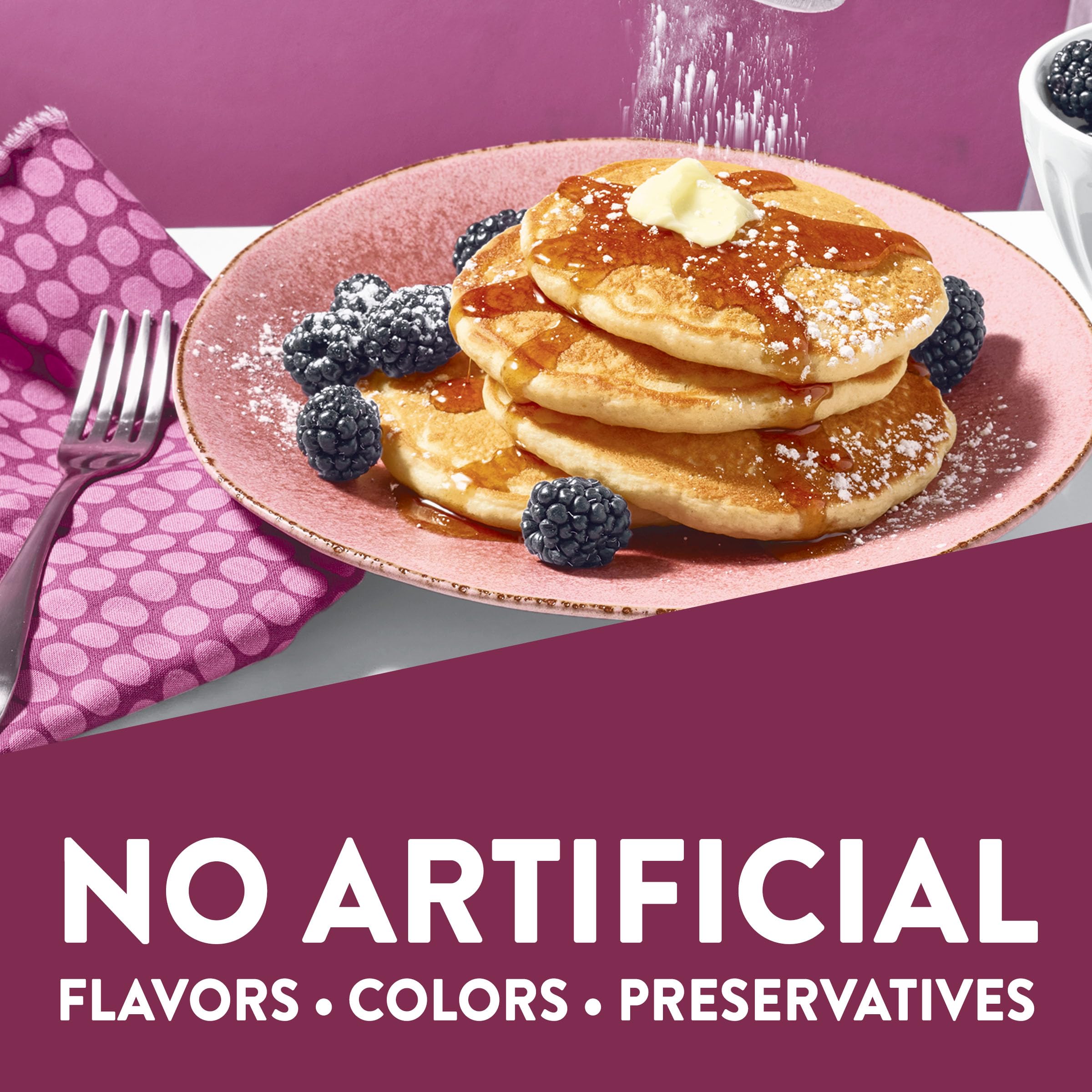 Golden-brown Krusteaz Sweet Cream Pancake Mix pancakes cooked to perfection.