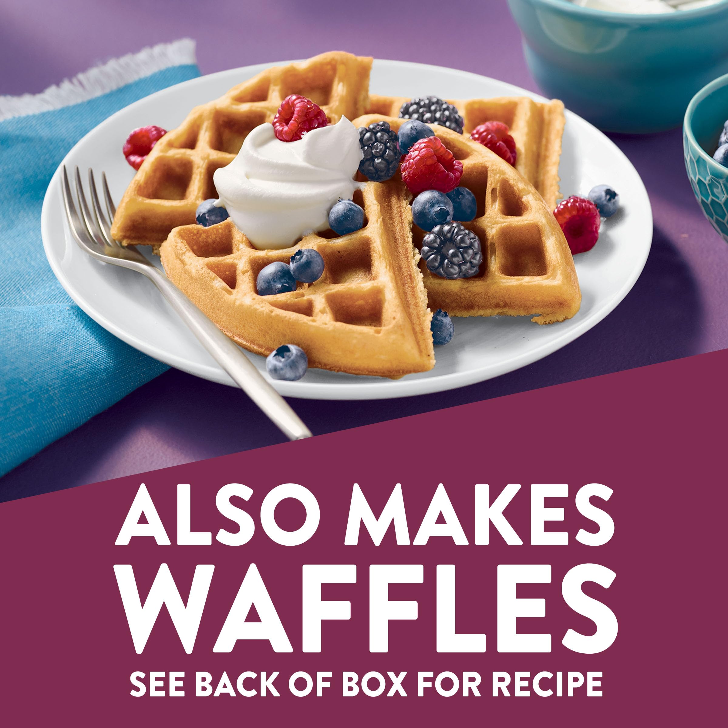 Krusteaz Sweet Cream Pancake Mix with no artificial flavors for clean taste.