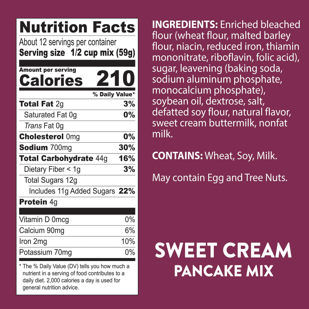 Pour batter with Krusteaz Sweet Cream Pancake Mix for easy prep.