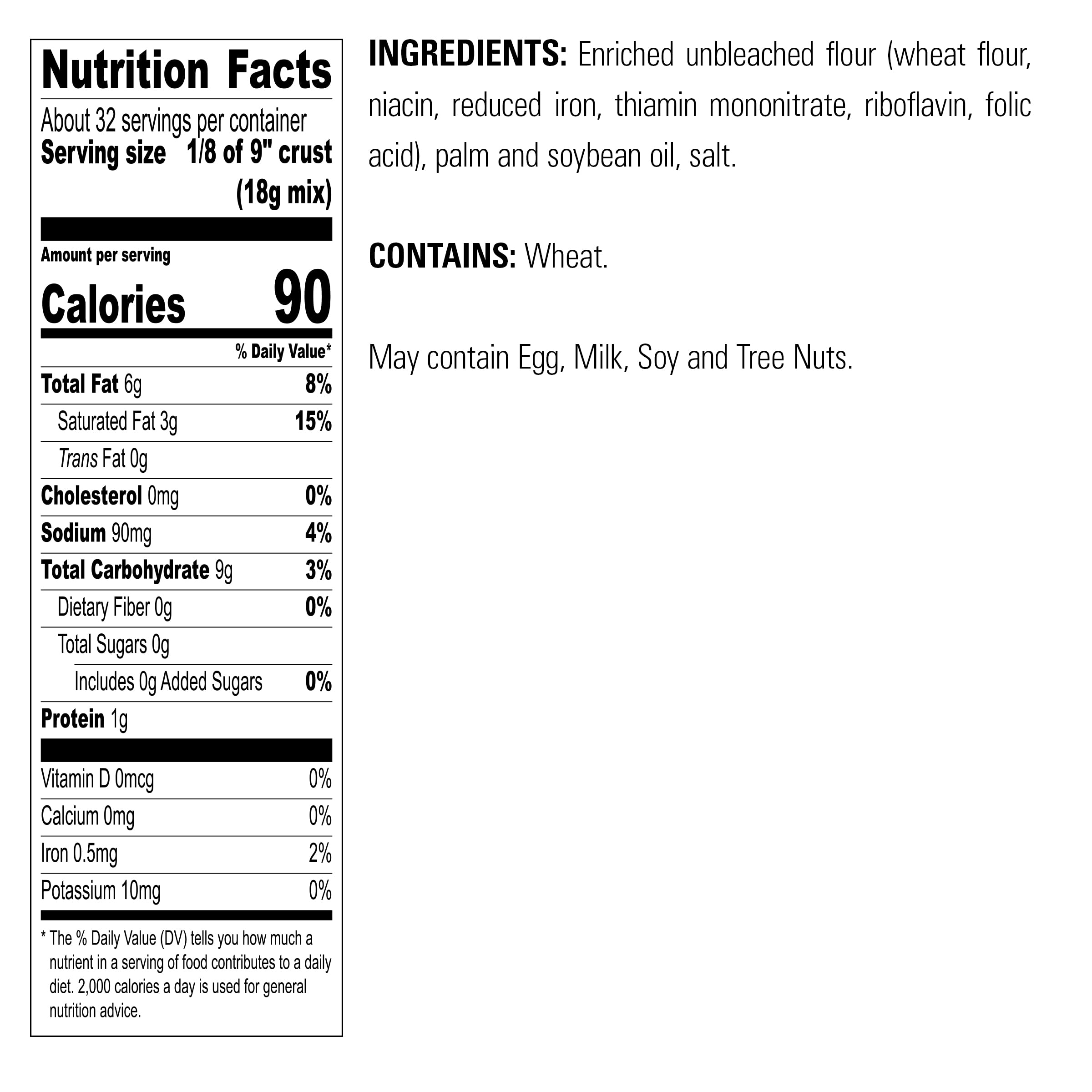 Krusteaz traditional pie crust mix ingredients close-up showing real ingredients for flavorful crusts.