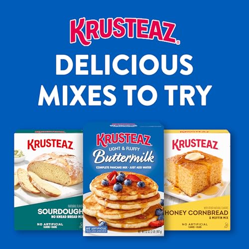 Stock Krusteaz waffle mix for versatile breakfasts and snacks.