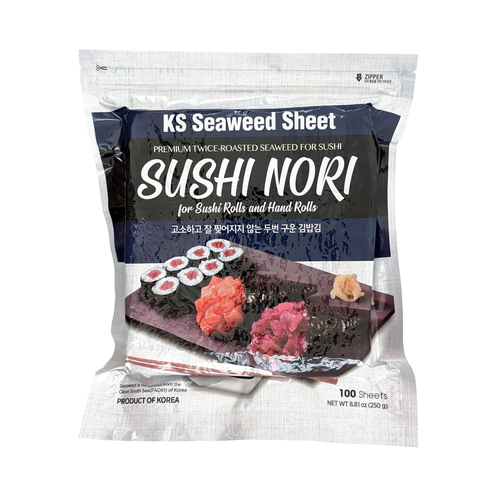 KS Twice Roasted Seaweed Sheets packaging preserves freshness for longer shelf life.