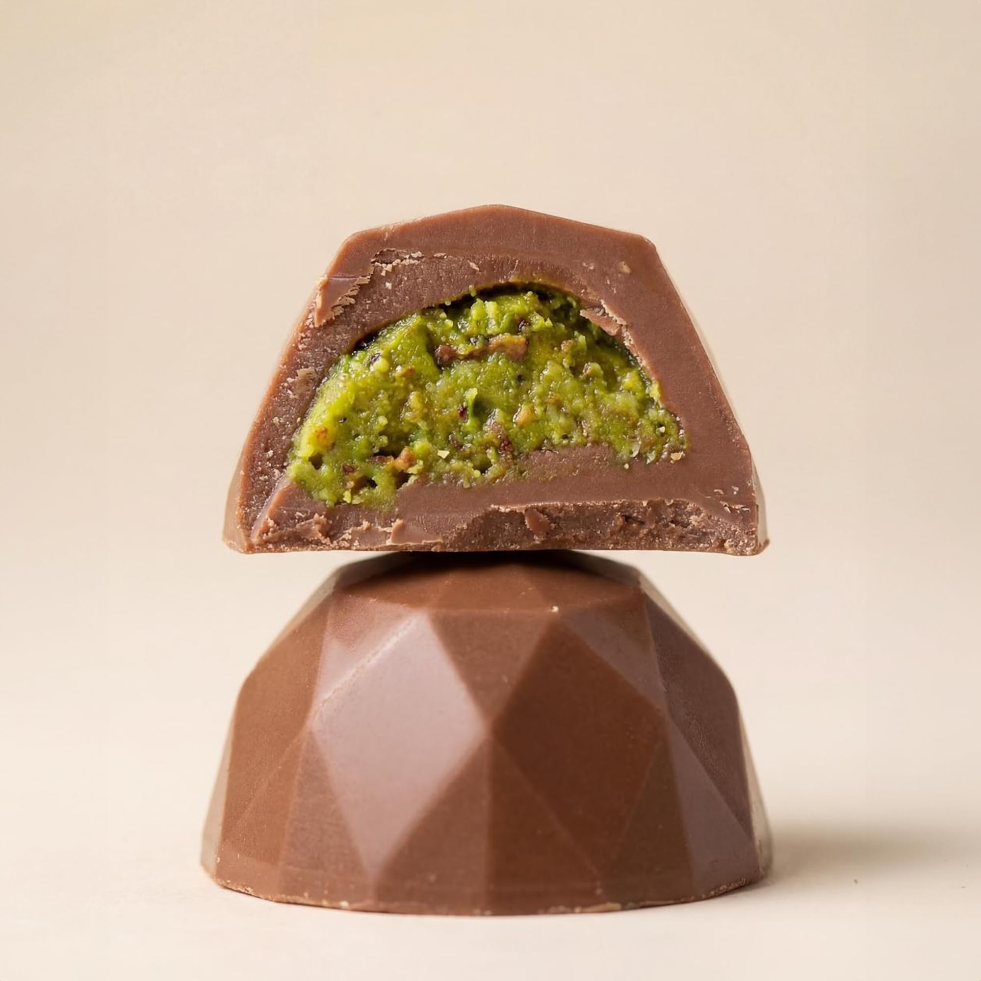 Milk chocolate shell from Ksana Choco that frames creamy fillings