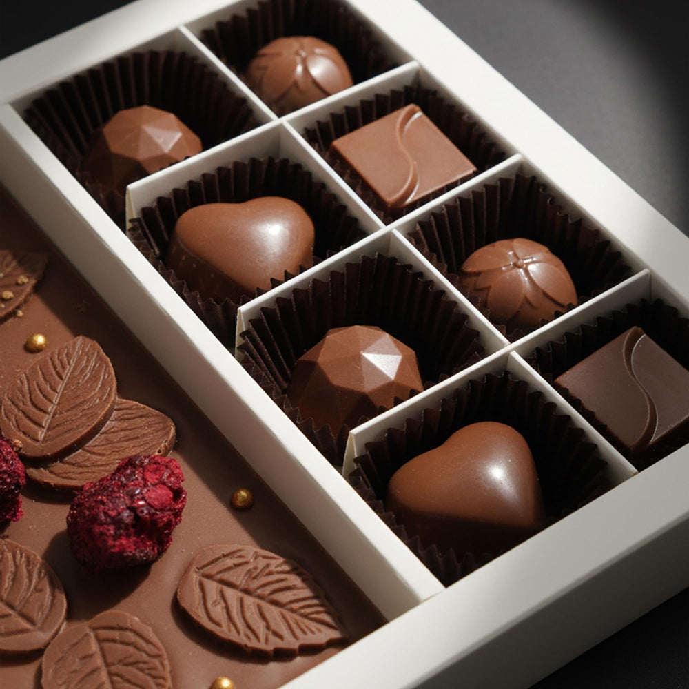 Ksana Choco Raspberry praline offering a refreshing fruity finish.