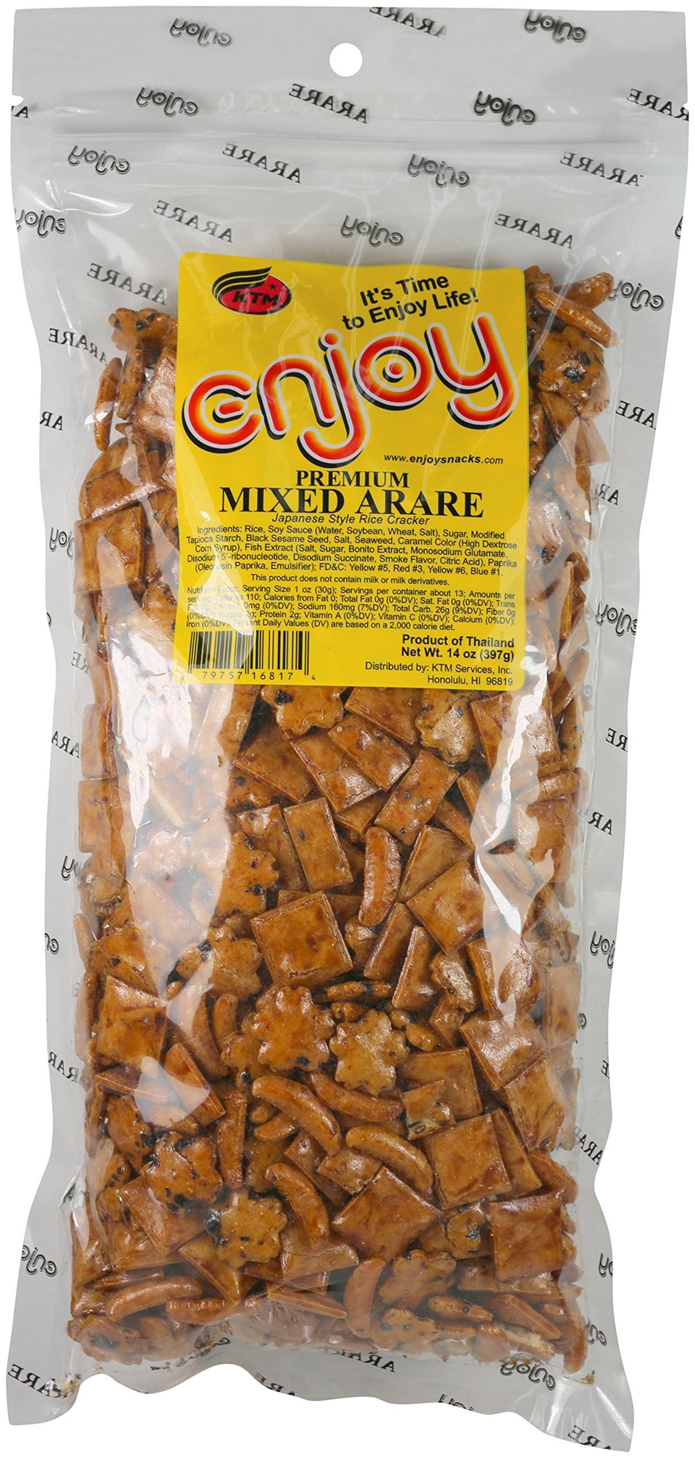 KTM Arare shoyu crackers (arare-shoyu-crackers-resealable-bags) stay fresh for snacking.