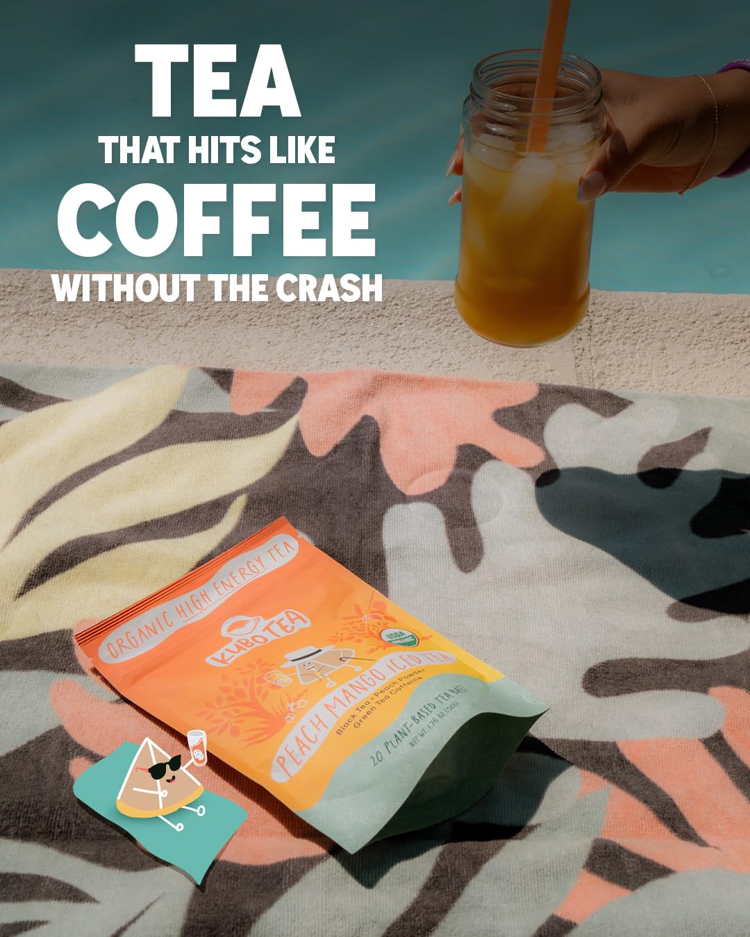 Kubo Tea naturally sugar-free energy from fruit flavors for hydration.
