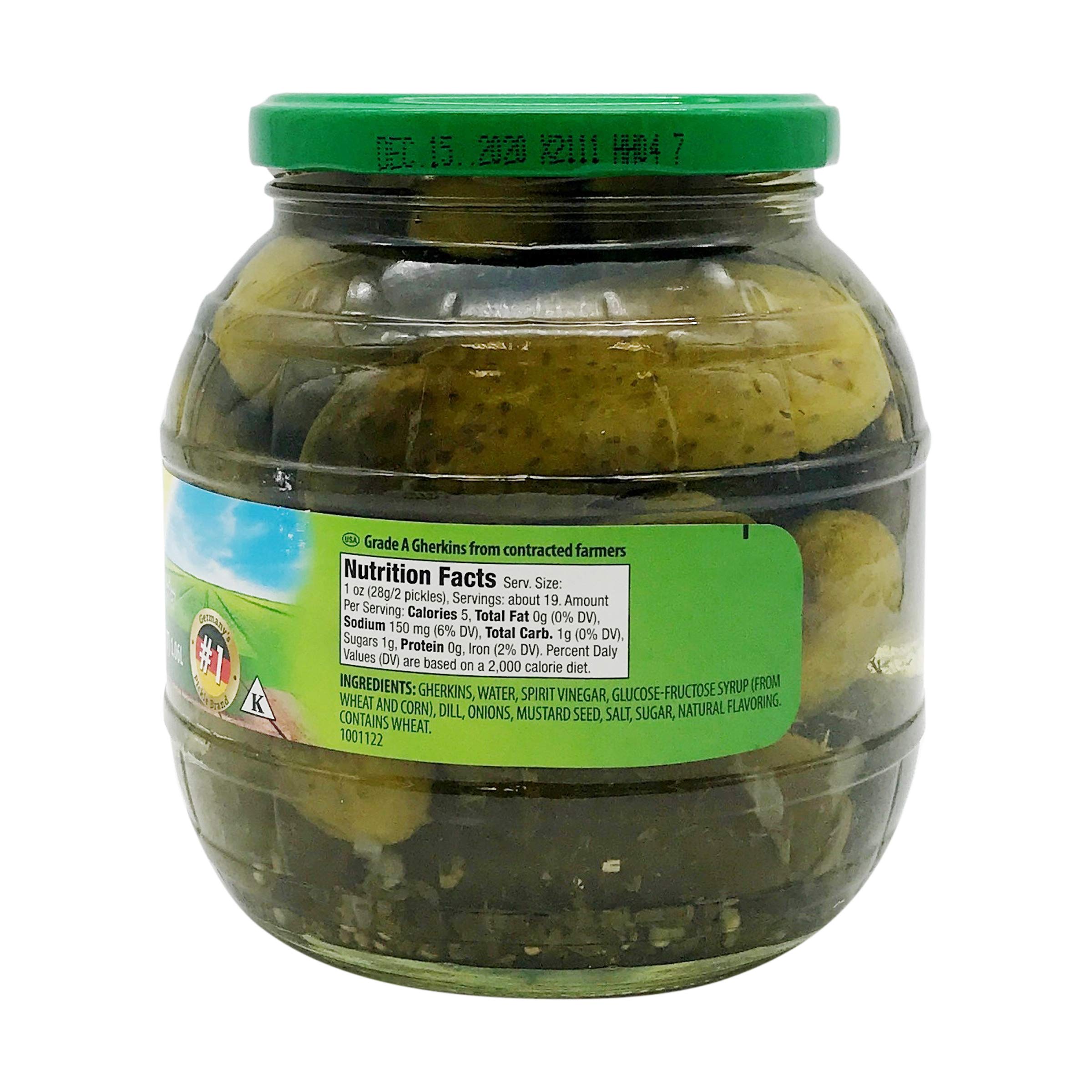 Kühne Gundelsheim Barrel Pickles label close-up highlights natural ingredients.