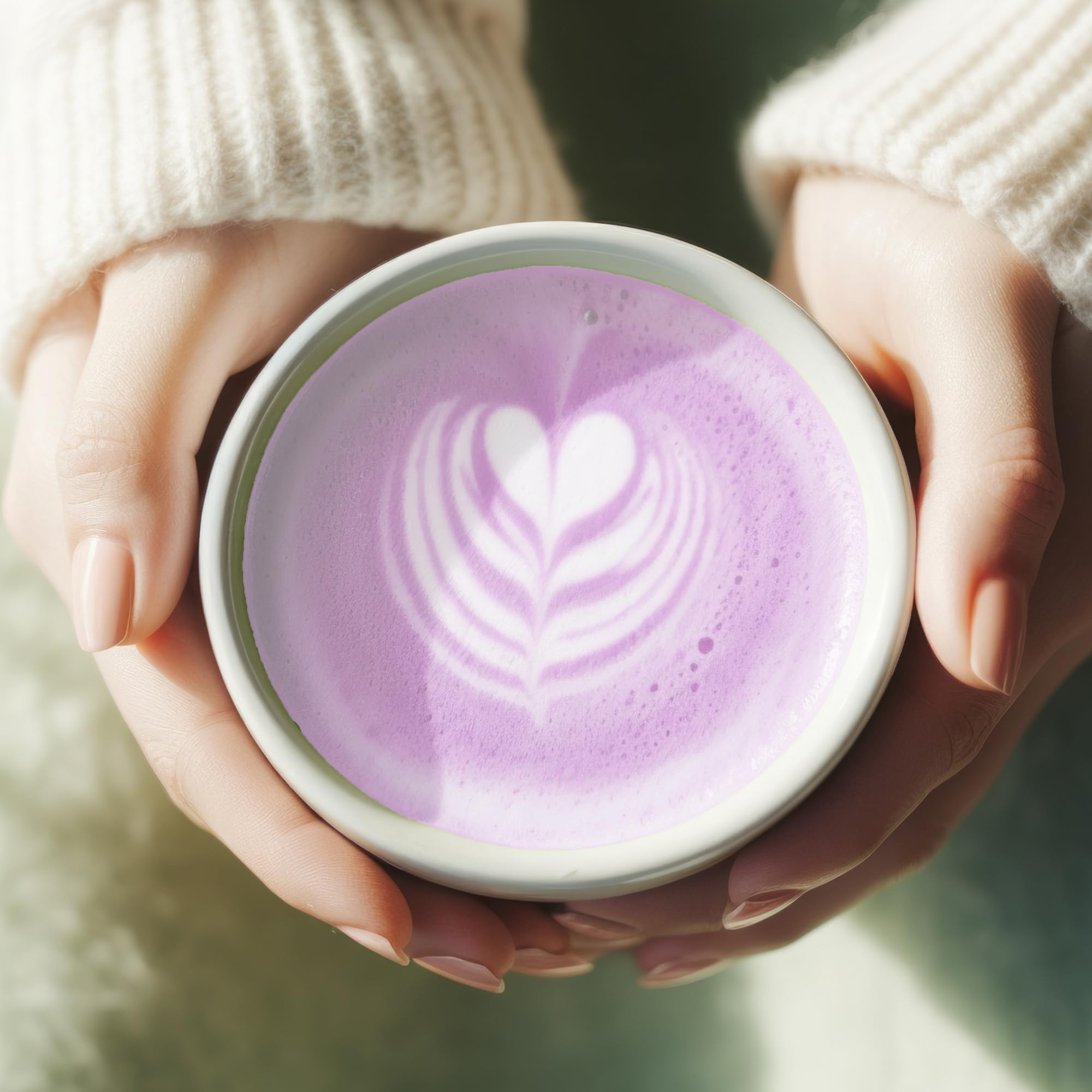 Kuli Kuli Mo Superfood Latte Ube Concentrate hot latte prepared in minutes