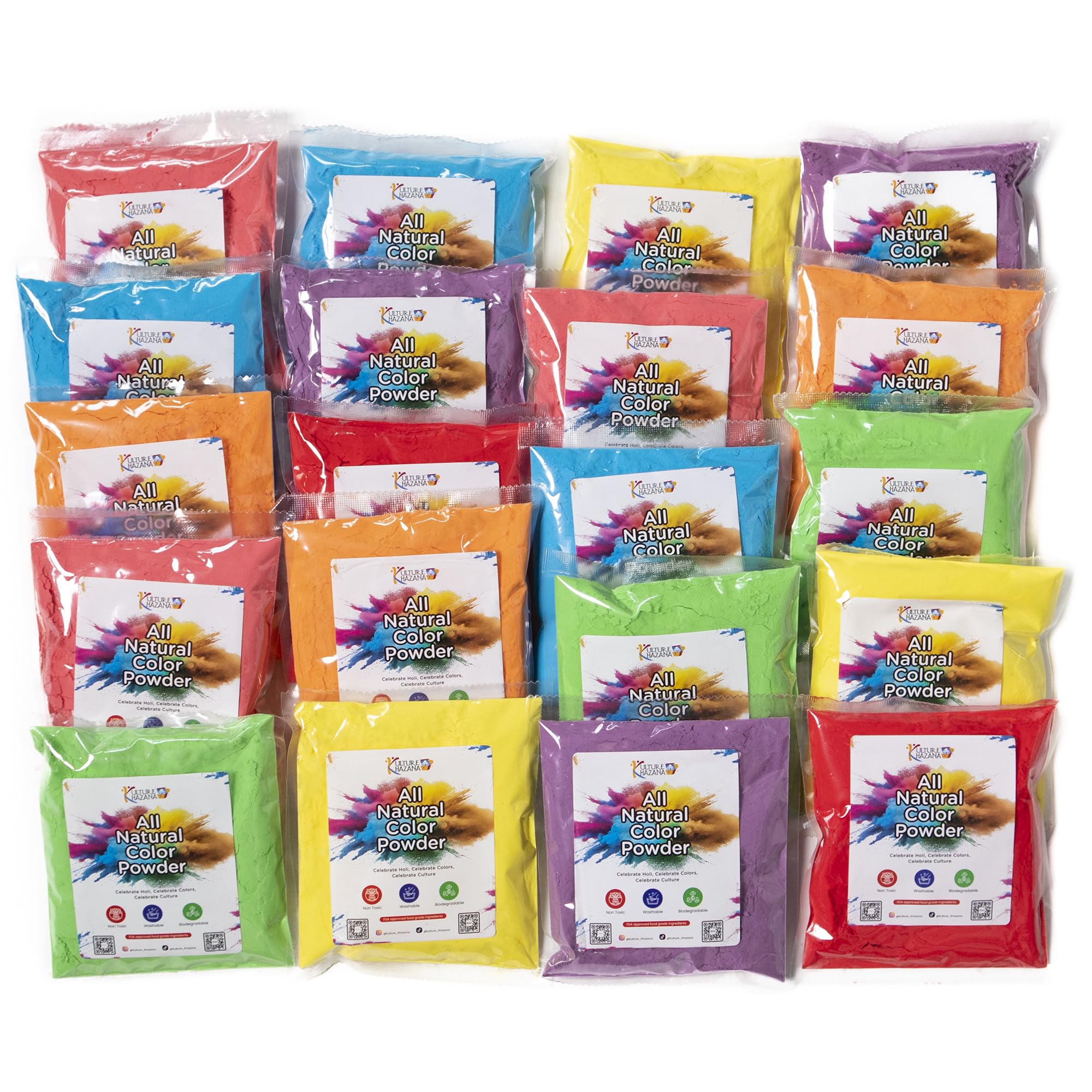 Kulture Khazana blue Holi color powder; washes off skin and fabrics easily