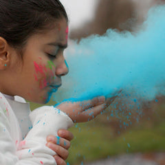 Kulture Khazana green Holi color powder; eco-friendly option for color play