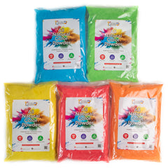 Kulture Khazana Holi color powder 5-pack in bright hues for festive celebrations.