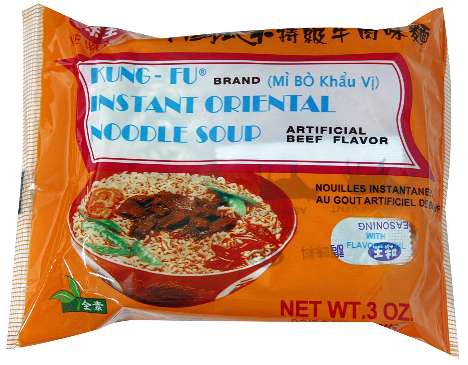 Kung Fu Oriental Style Beef Noodle 30-pack packaging for easy family meals.