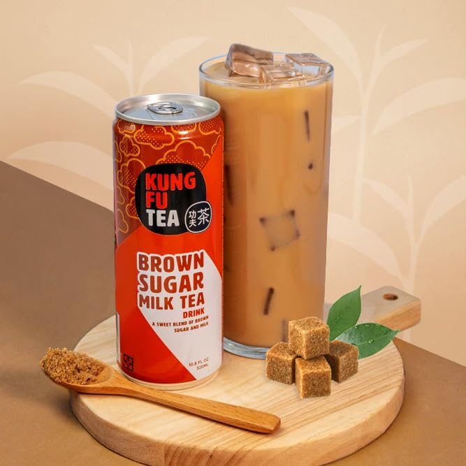 Kung Fu Tea on-the-go canned tea highlights easy portability for home, work, or travel.
