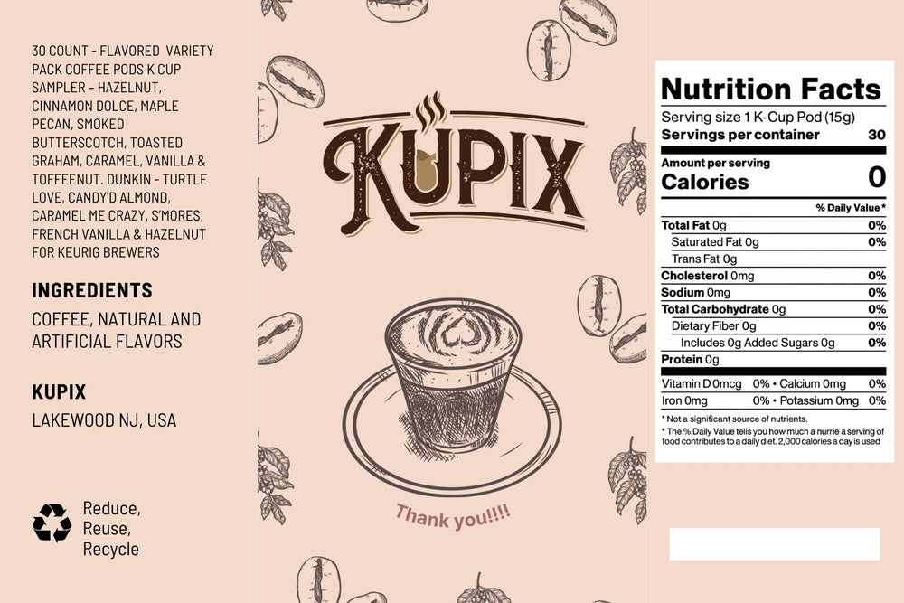 KUPIX Hazelnut K-Cups for Keurig with nutty aroma for a cozy morning