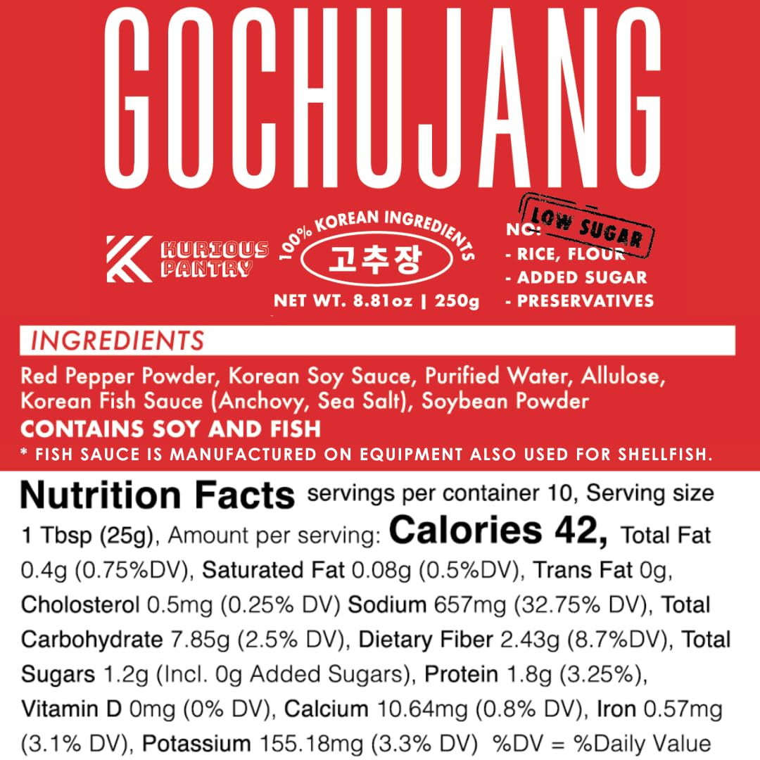 K Kurious Pantry gochujang bottle sideview reveals rich texture and premium ingredients