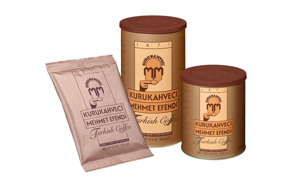 Heritage-inspired branding recalling Kurukahveci Mehmet Efendi since 1871.