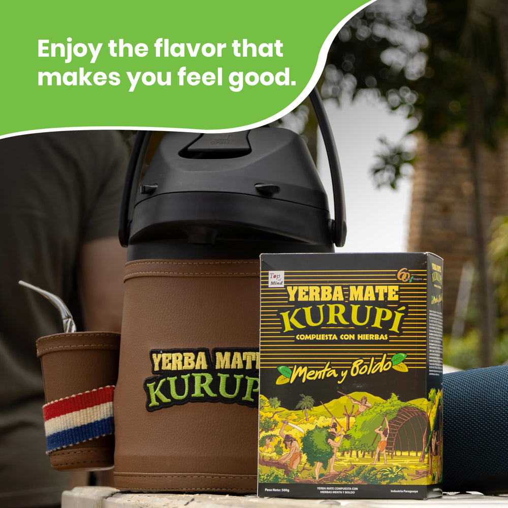 Brand label front of Kurupi mint boldo yerba mate