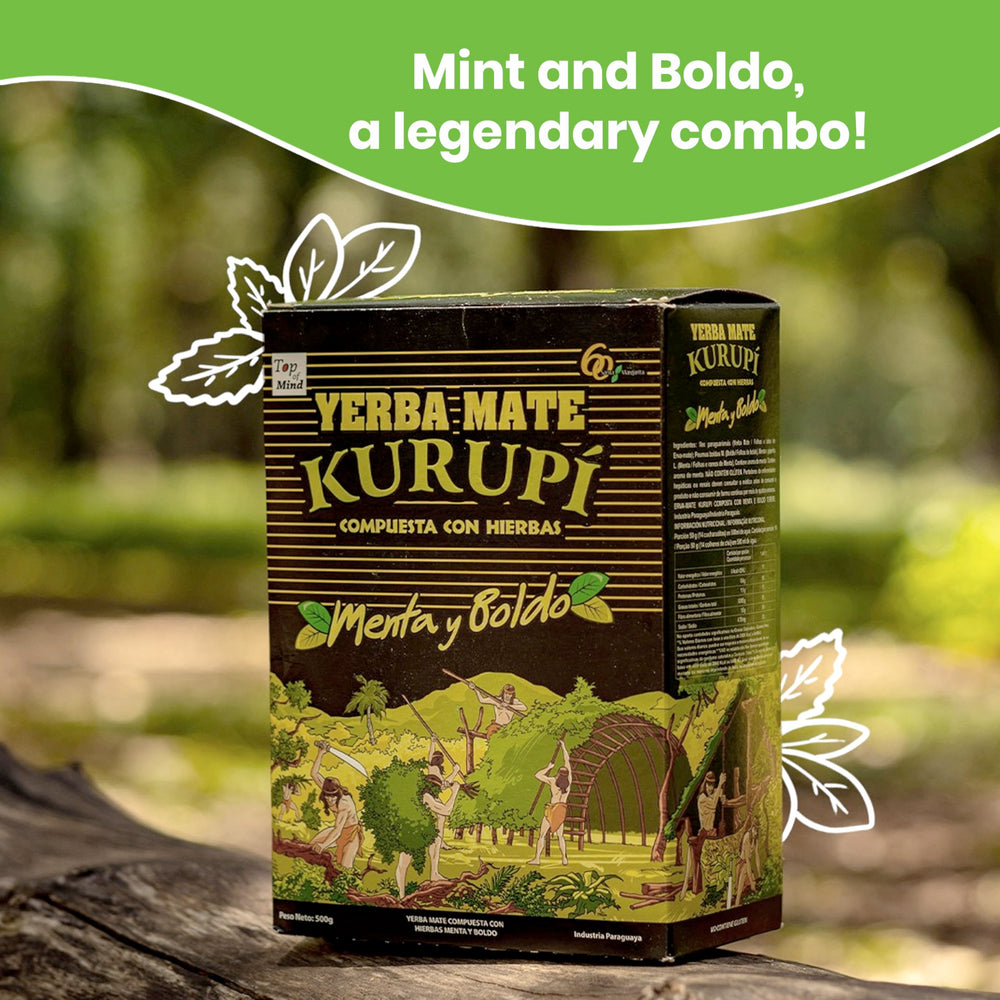 Cup steep of Kurupi mint boldo yerba mate ready to enjoy