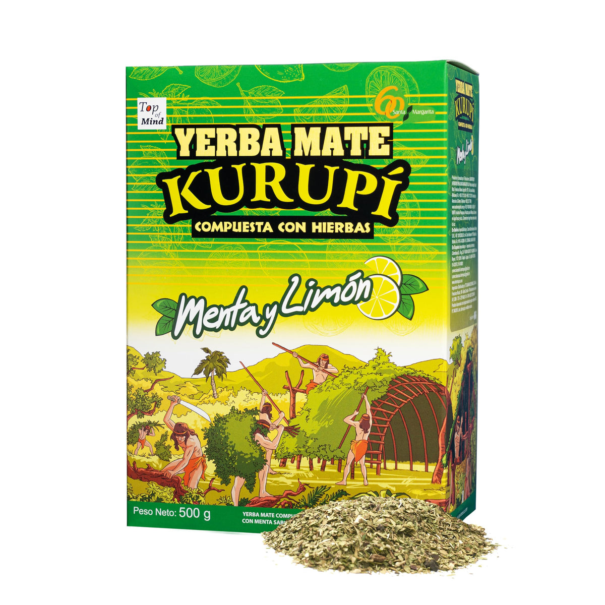Kurupi Yerba Mate Mint Lemon 500g package, ready for easy everyday brewing.